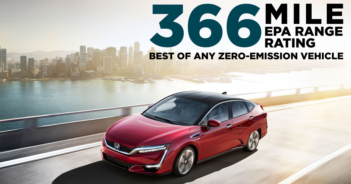 honda clarity fuel cell s 589 km epa driving range rating best of any us market zero emission vehicle