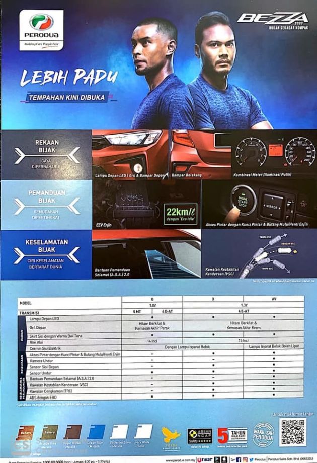 Brosur Perodua Bezza 2020 bocor - harga bermula RM36k ...