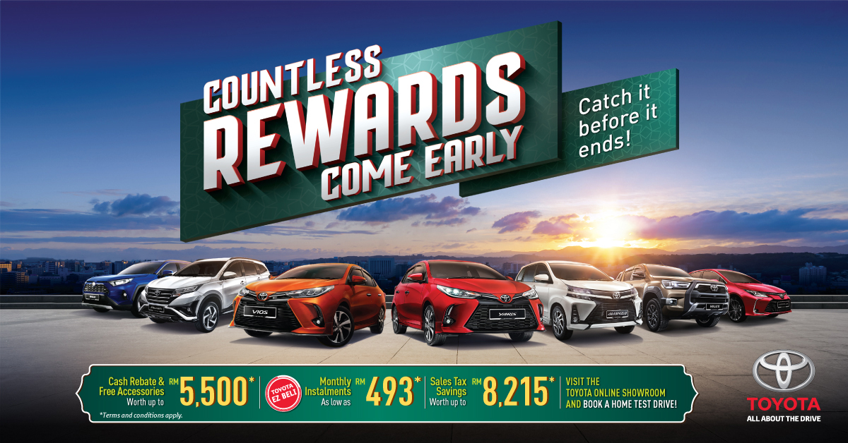 AD Get a new Toyota with rebates, accessories worth up to RM5,500 with